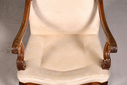 Élégant fauteuil à accoudoirs Louis-Philippe, fauteuil antique de style Gründerzeit, secrétaire, chaise, fauteuil rembourré, 2 sur 2
