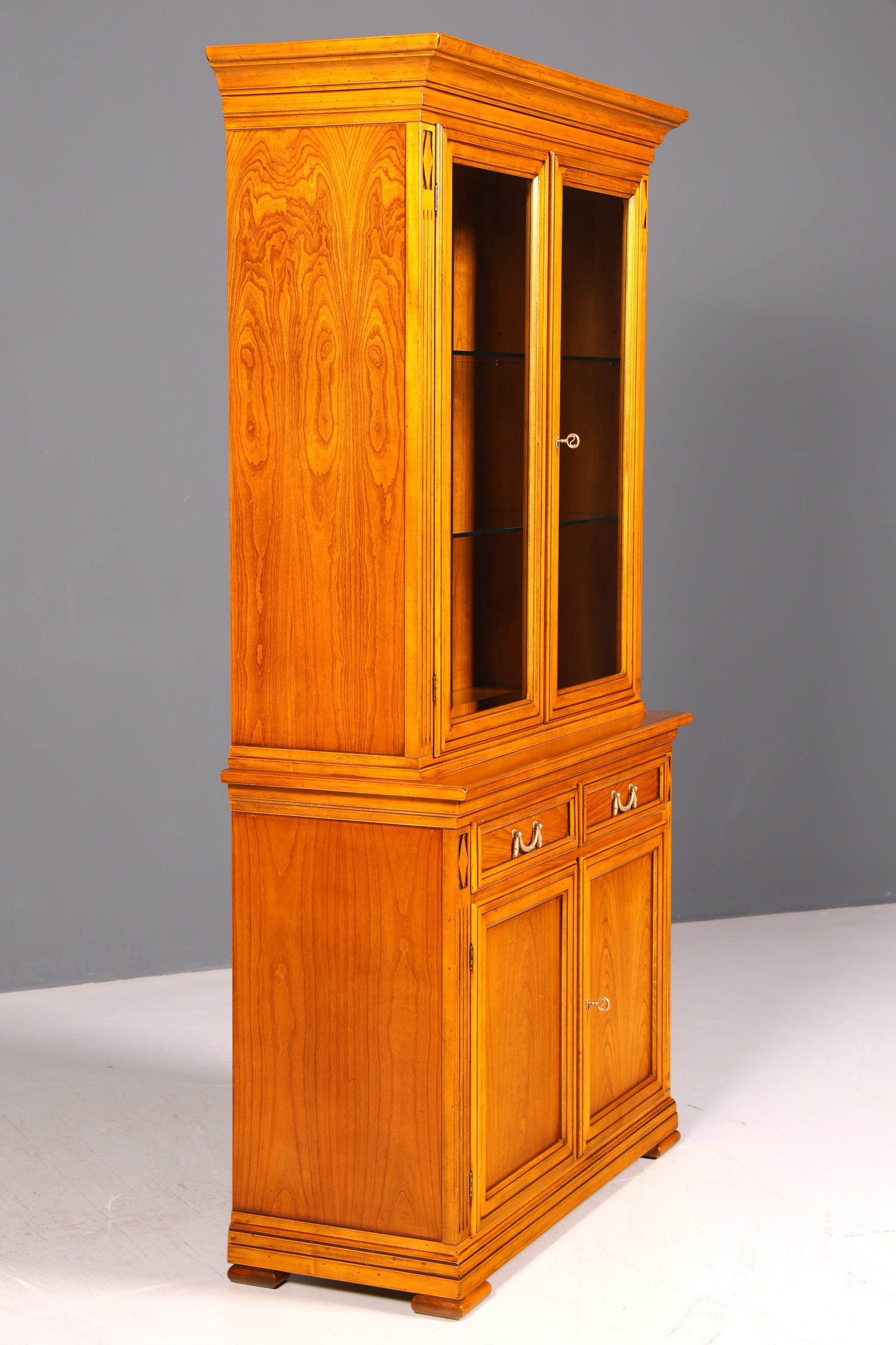 Traumhafte Original Selva Vitrine Villa Borghese Antik Massivholz Buffet Schrank Bibliothek Glasvitrine Made in Italy