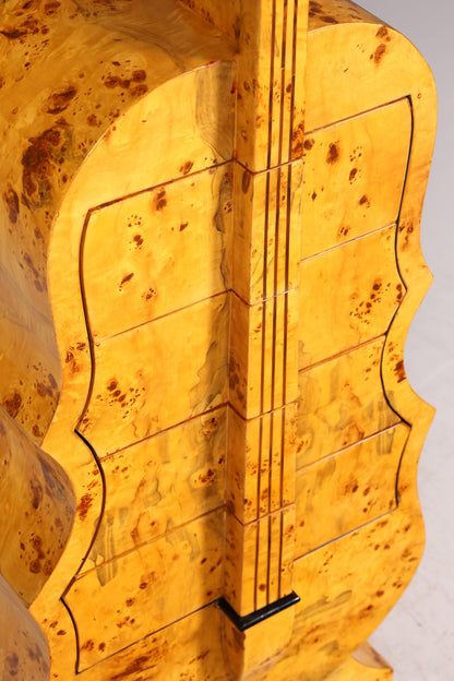 Commode onirique de style Art déco en forme de contrebasse, en bouleau, style Vertiko, commode à tiroirs, commode en forme de guitare