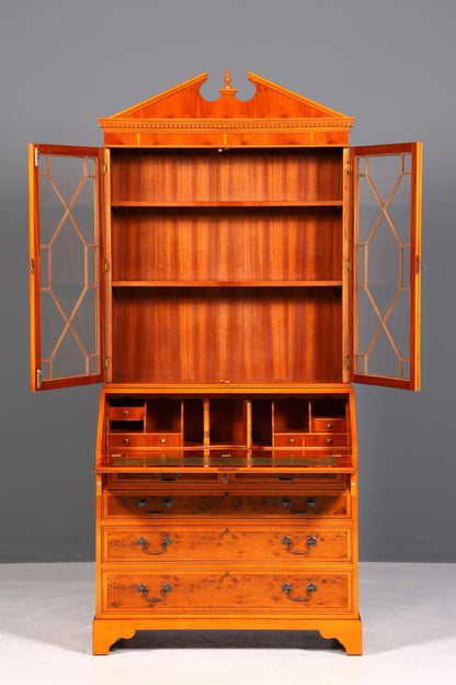 Bureau secrétaire anglais élégant, bureau de bureau, bois d&