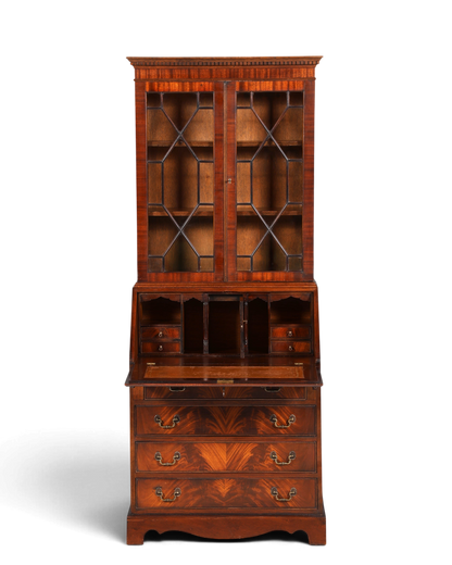 F973 Finish cm Wunderschöner Englischer Sekretär Büro Aufsatzsekretär Antik 60S Vitrinen Schrank UK
