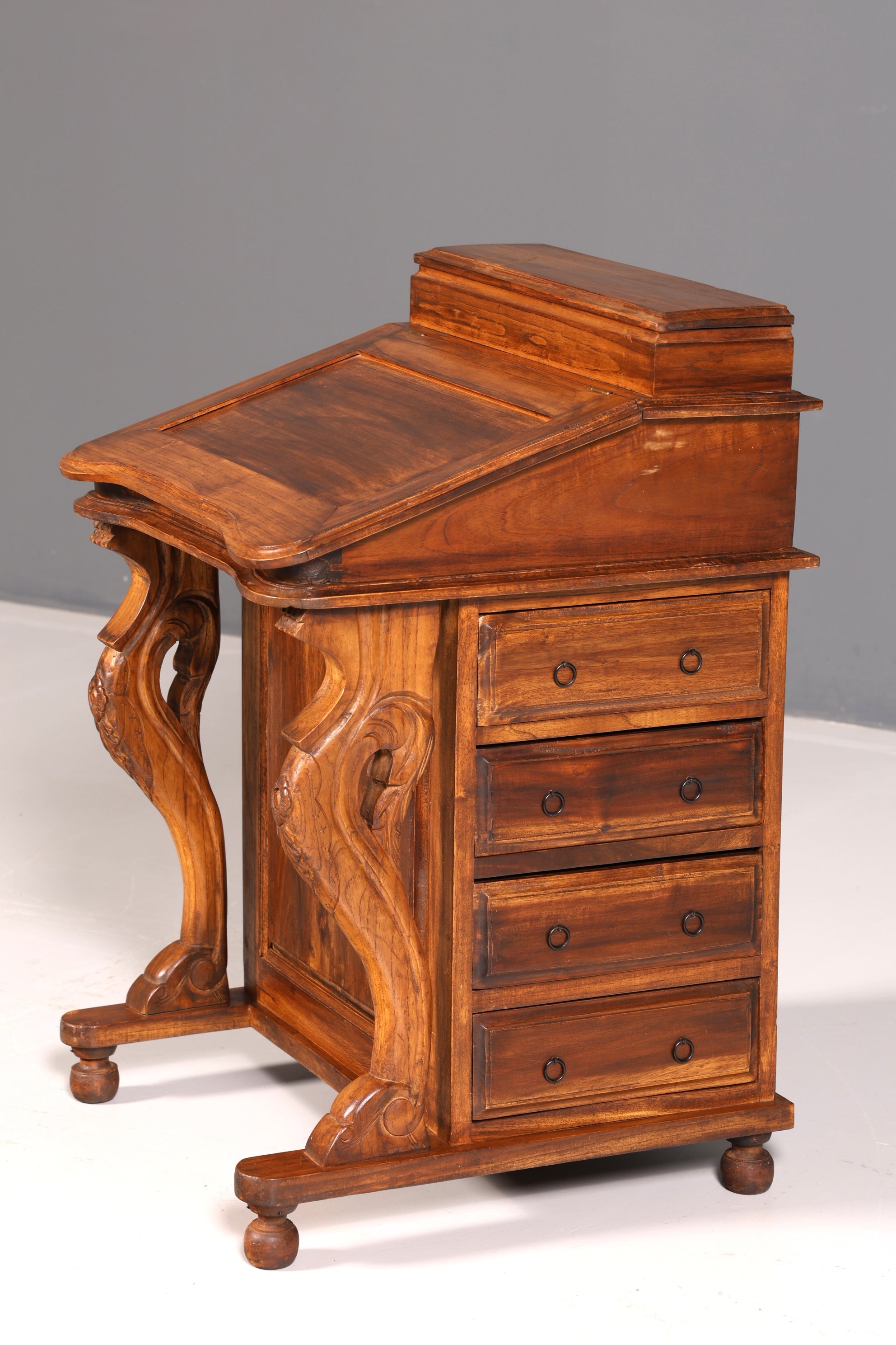 Magnifique bureau Davenport anglais, secrétaire, commode à écrire de style victorien, commode ancienne vintage