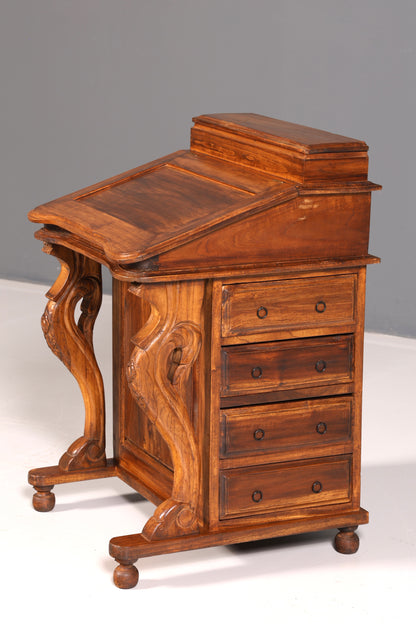 Magnifique bureau Davenport anglais, secrétaire, commode à écrire de style victorien, commode ancienne vintage