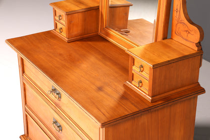 Buffet ancien Art Nouveau onirique avec miroir, commode d&