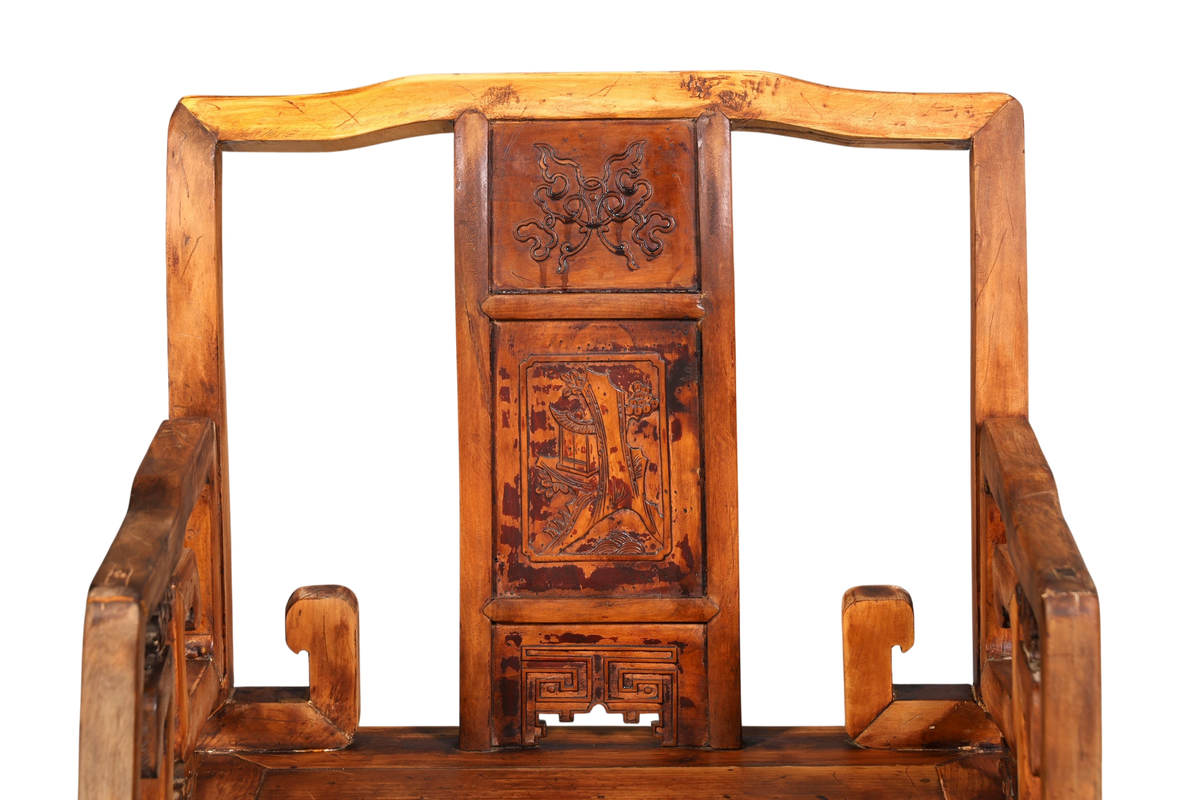 Wunderschöner Chinesischer Armlehnstuhl Stuhl China Ming Stil Qing Dynastie Holzstuhl Antik Asiatischer Sekretär Stuhl