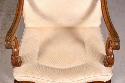 Élégant fauteuil Louis Philippe à accoudoirs de l’époque Gründerzeit, fauteuil ancien rembourré, 1 sur 2