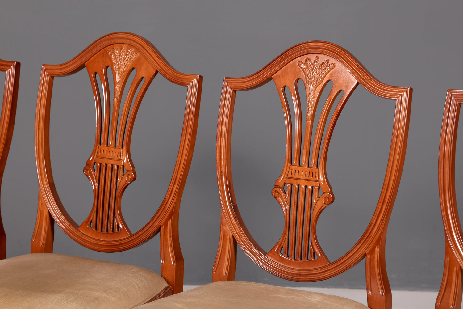 Edles 4x Englische Stühle Set Hepplewhite Stil Dining Chairs Antik Esszimmerstühle Küchenstühle Stuhlset Vintage