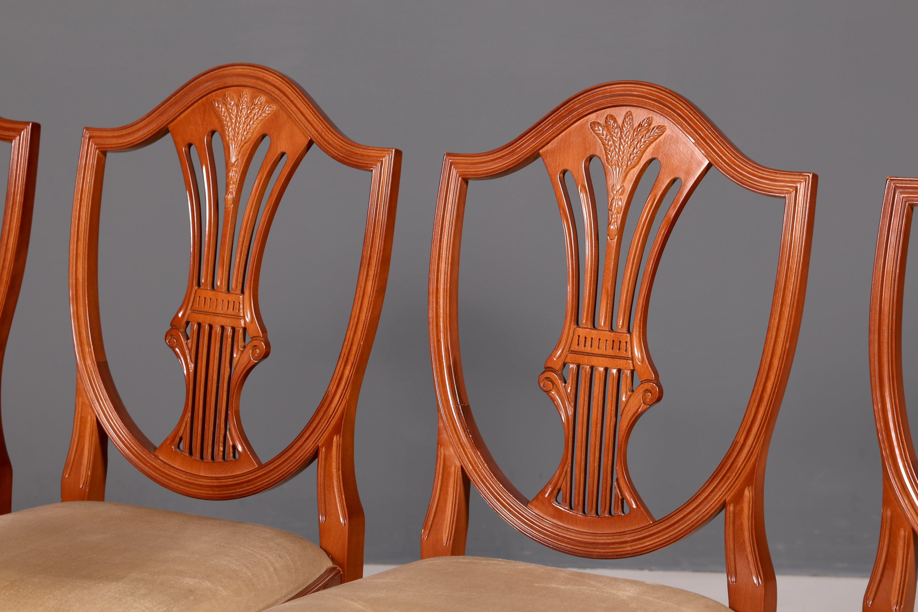 Edles 4x Englische Stühle Set Hepplewhite Stil Dining Chairs Antik Esszimmerstühle Küchenstühle Stuhlset Vintage