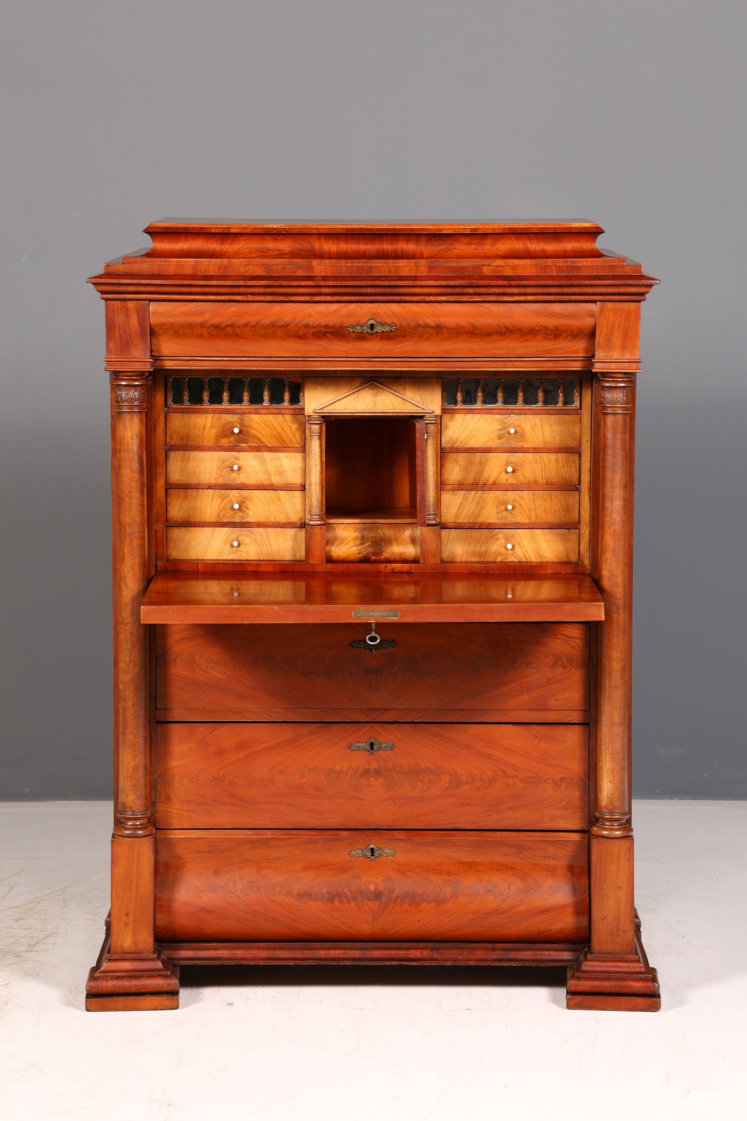 Beeindruckender Biedermeier Sekretär Louis Philippe Vertiko Antik Kommode Schreibkommode Office Desk