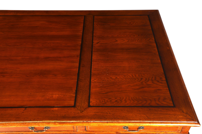 Hauptstadt Möblerei englischer XXL Partnerdesk aus massivem dunklem Holz mit edler Maserung und Vintage-Optik