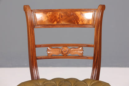 Magnifique fauteuil Chesterfield, chaise secrétaire Anno Dom, chaise de cuisine anglaise en cuir véritable, 3 sur 4