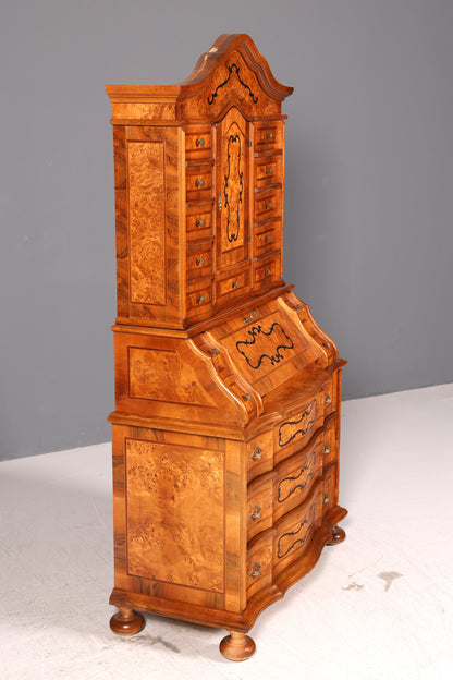 Beeindruckender Barock Aufsatzsekretär Nussbaum Sekretär Schreibschrank Tabernakel Massivholz Vintage