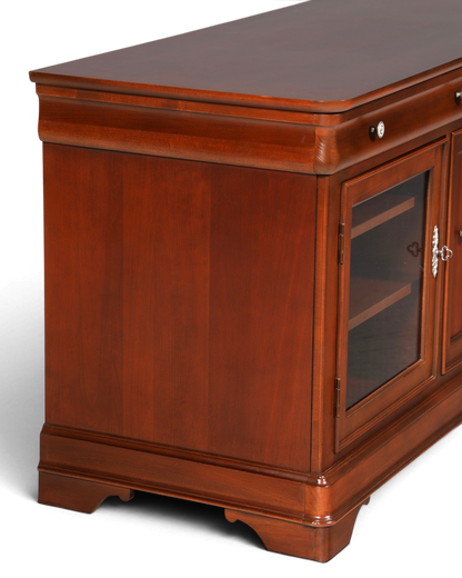 Hauptstadt Möblerei H887 Anrichte aus dunklem Holz mit Glasvitrinentür und klassischem Design