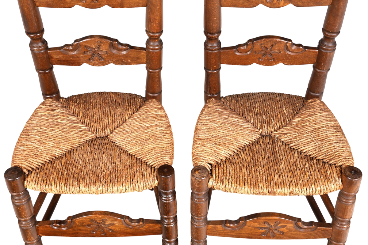 2x Wunderschöne Spanische Stühle Stuhl Set Rattan Rustikale Stühle Küchenstühle