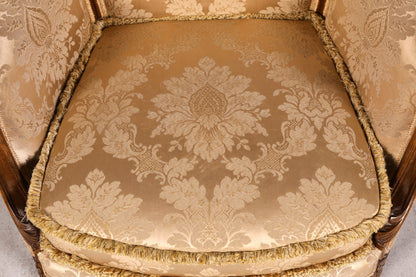 Edler Chippendale Armlehnsessel Barock Stil Samt Stoff Sessel Armchair Rococo Antik Polstersessel