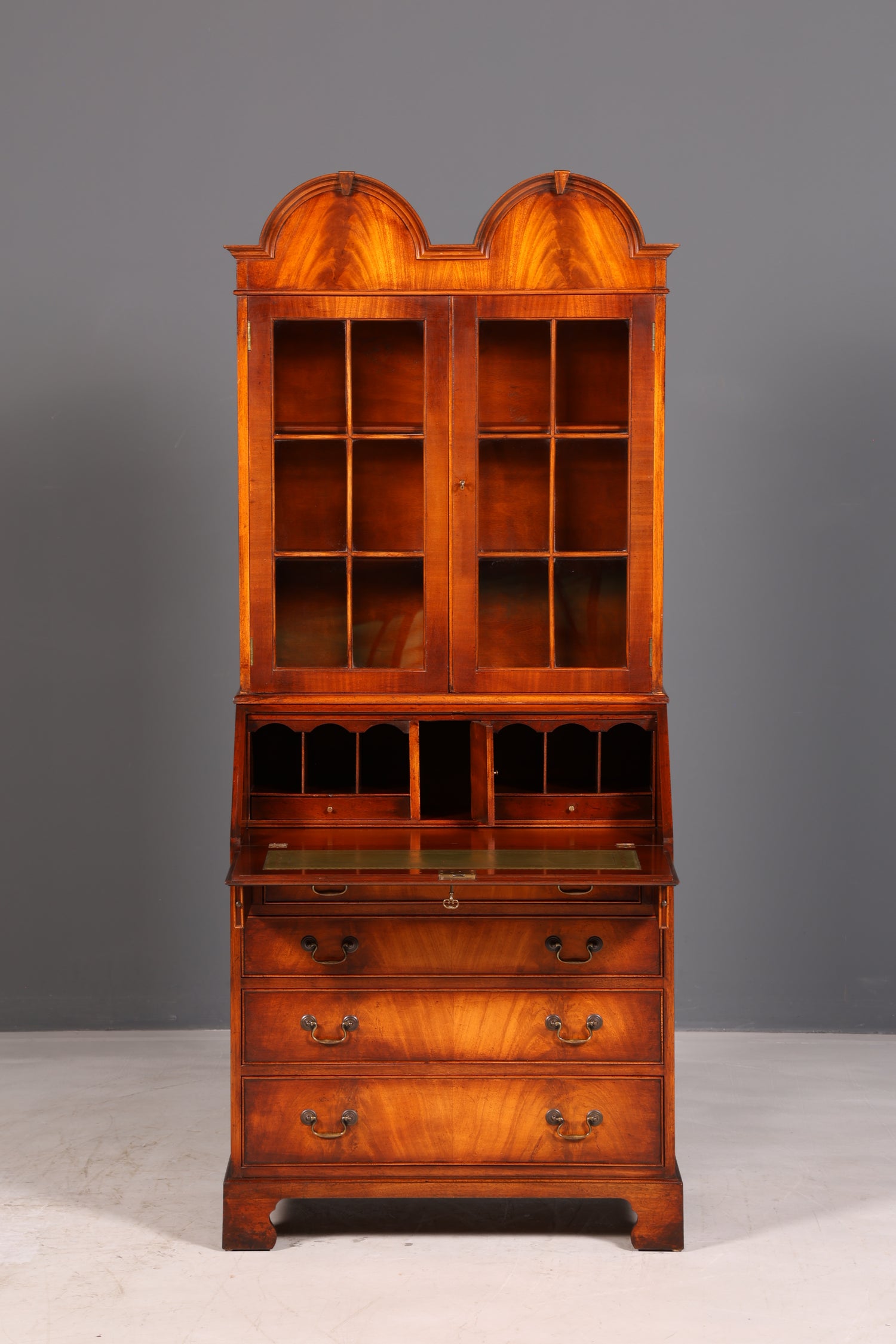 Wunderschöner Englischer Aufsatzsekretär Sekretär Bücherschrank Vitrine Mahagoni Antik Büro Schreibschrank UK