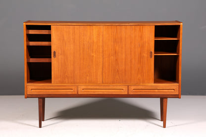 Stilvolles Mid Century Highboard Teak Holz Danish Design Sideboard Schrank Vintage Kommode Skandinavisch
