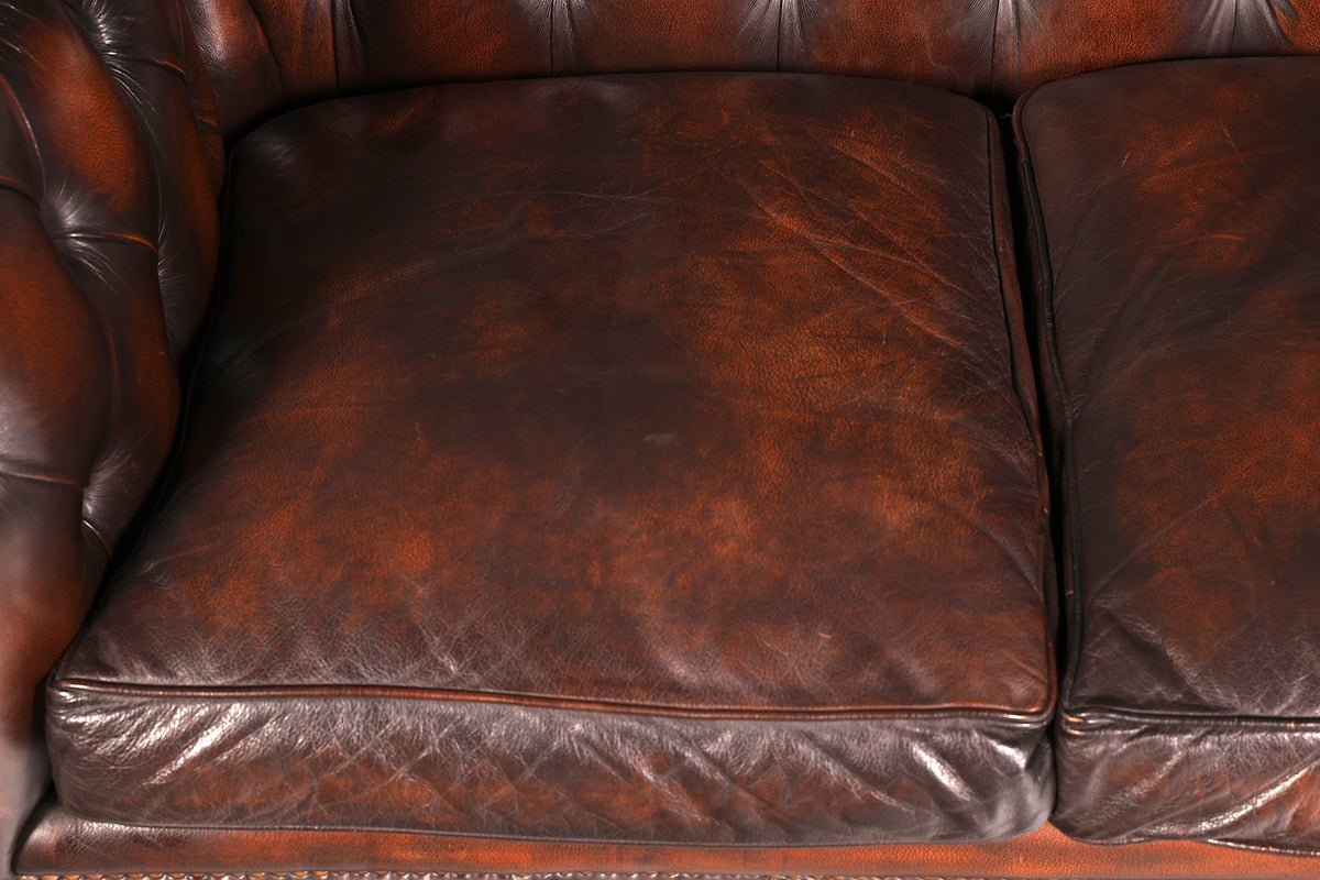 Edles Original Chesterfield Sofa 2-Sitzer Couch Echt Leder Englisch Antik Polstersofa