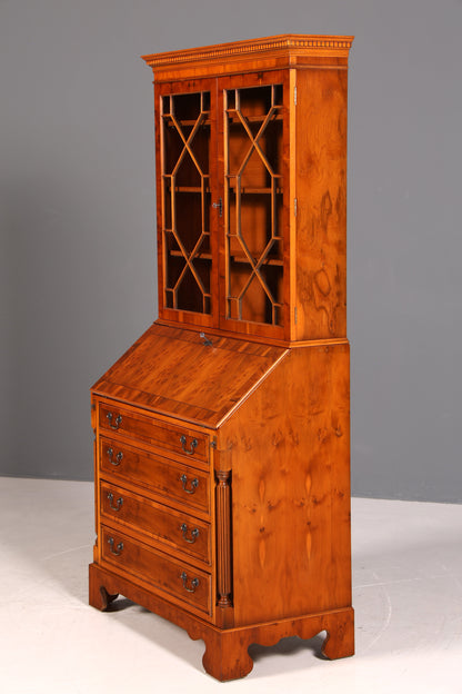 G390 Finish Stilvoller Englischer Sekretär Büro Aufsatzsekretär Eibe Antik Stil Vitrinen Schrank UK (Kopie)