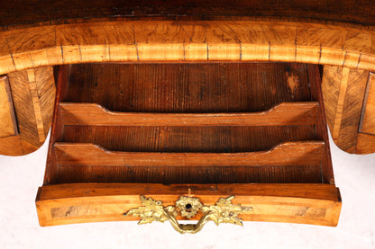 Bureau Louis XV original et majestueux de 1780, bureau plat français en cuir véritable, bureau de bureau ancien