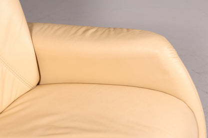 Edles Himolla Cumuly 2-Sitzer Ledersofa mit Hocker Echtleder Creme Relaxsofa Couch Sofa Vintage
