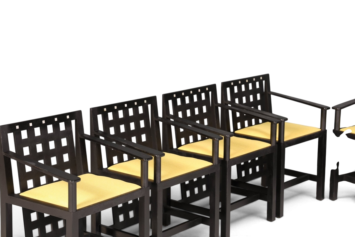 8x seltene Cassina Stühle DS3 Stuhlset By Charles Rennie Mackintosh Armlehnstuhl Küchenstühle