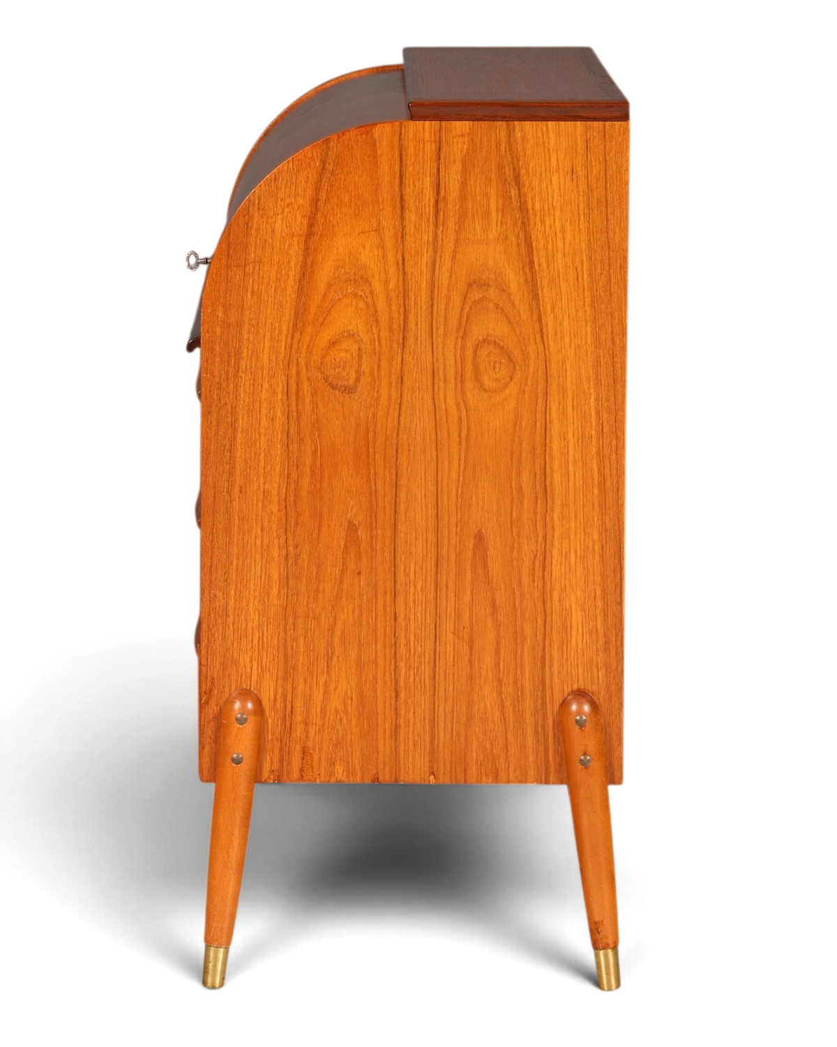 Magnifique secrétaire à rideau Mid-Century, commode de bureau, armoire vintage des années 60 en bois