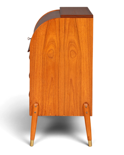 Magnifique secrétaire à rideau Mid-Century, commode de bureau, armoire vintage des années 60 en bois