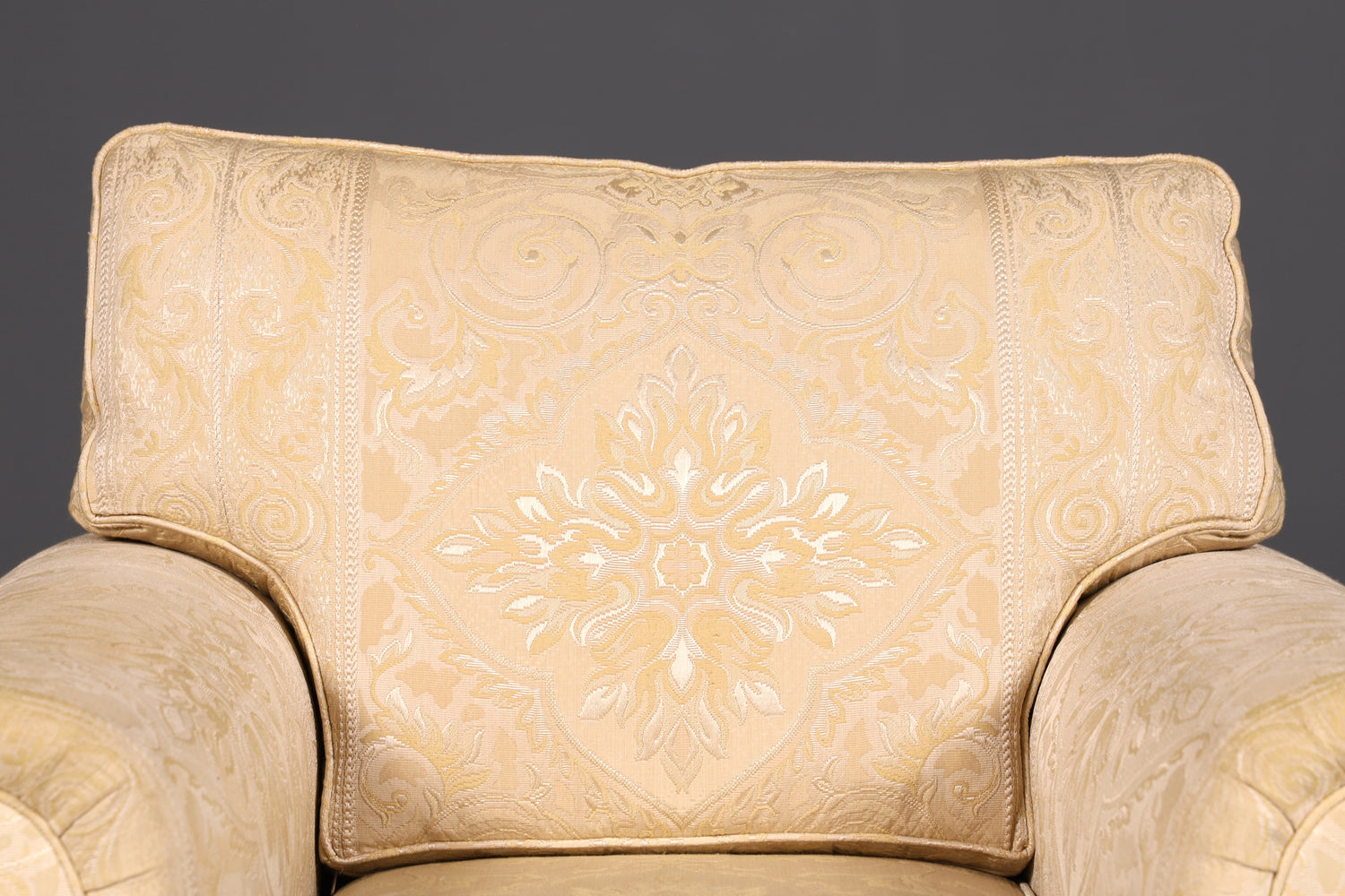 Wunderschöner Englischer Sessel Creme Gold Stoff Clubsessel Armlehnsessel Landhaus Loungesessel Vintage