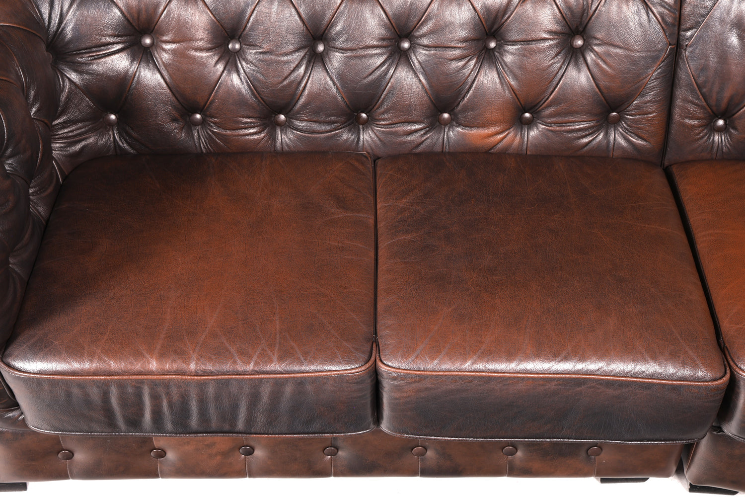 Edles Original Chesterfield Sofa Ecksofa mit Hocker Echt Leder Englisch Eckcouch Leder Couch Antik Vintage