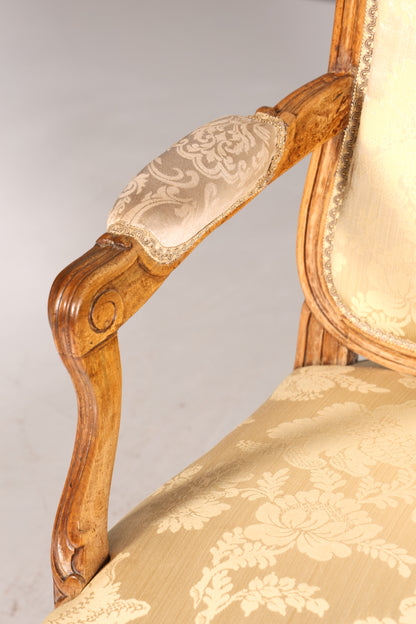 Original Barock Sessel Fauteuil Armlehnstuhl Chippendale Antik Mitte 19. Jh. Sekretär Stuhl Stoff Sessel