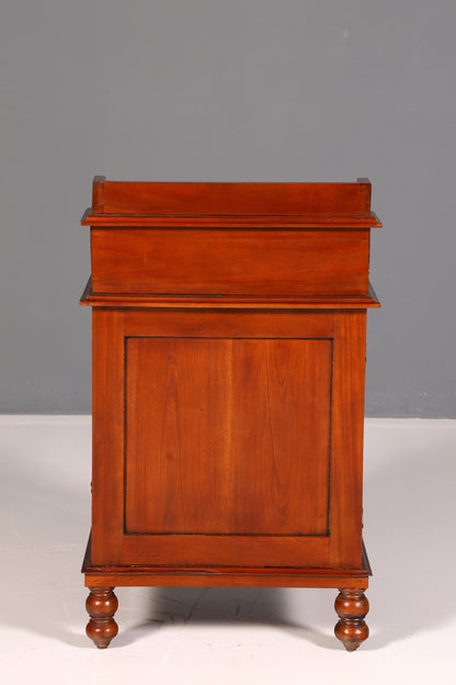 Magnifique secrétaire anglais Davenport, bureau avec sous-main en cuir, commode, antique et vintage