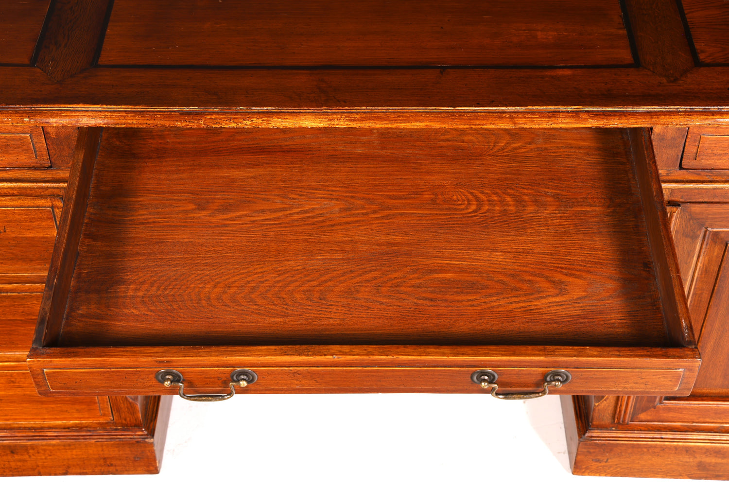Impressive English XXL Writing Desk, Office Desk, Partner Desk, Antique Solid Wood Vintage