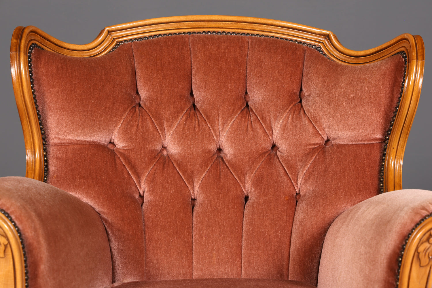 Noble Chippendale Armchair Baroque Style Velvet Fabric Armchair Rococo Antique 2 of 4