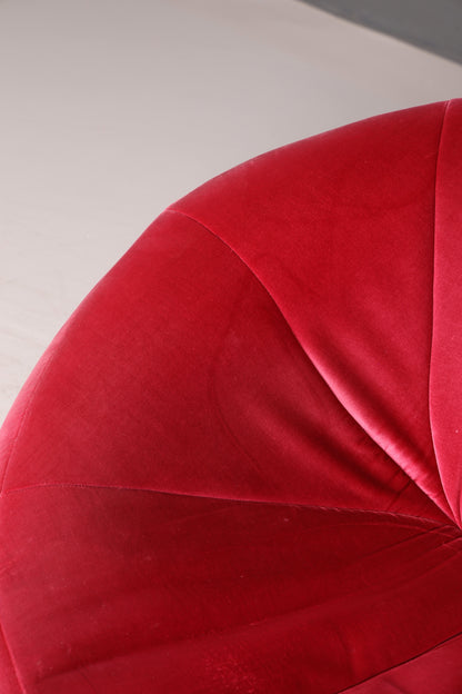 Edler Ligne Roset Pumpkin Sessel mit Hocker Pink Samt Designer Loungesessel Pierre Paulin Pouf Vintage