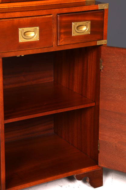 Beeindruckender Maritimer Vitrinenschrank Englischer Schrank echt Holz Bibliothek Englische Anrichte