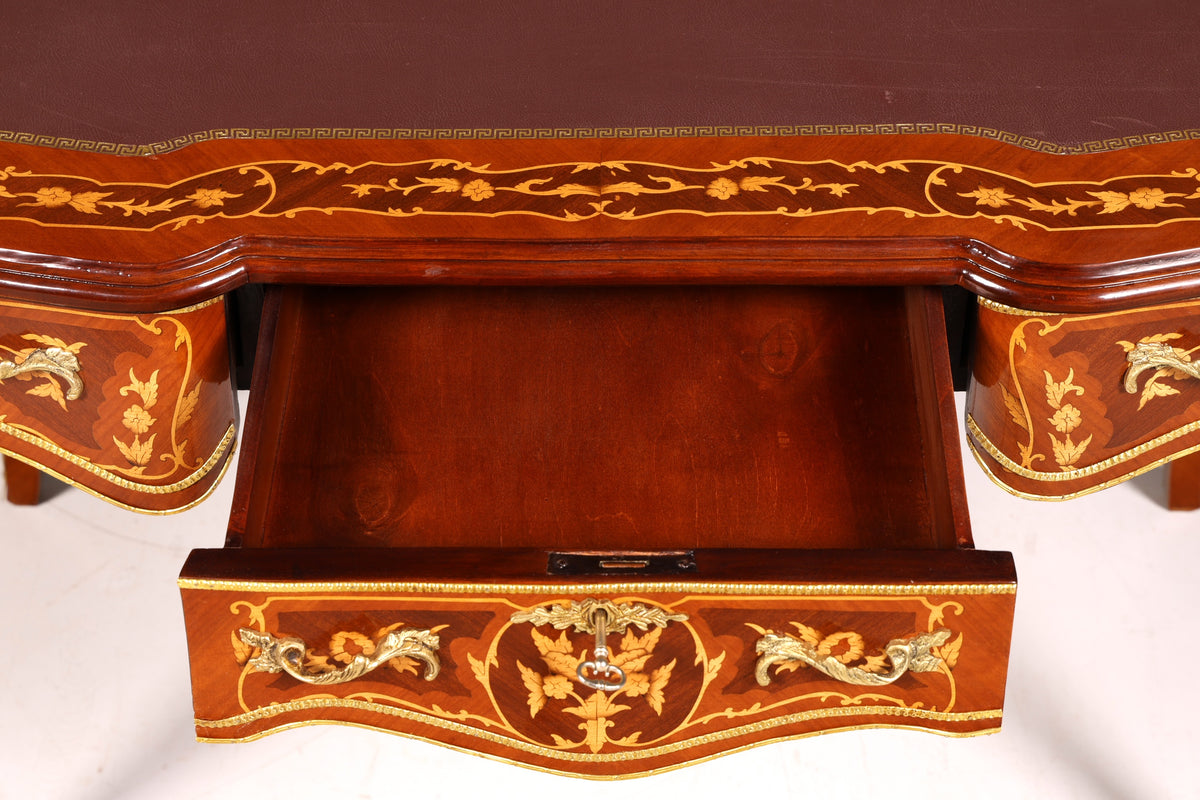 Bureau d’écriture de style Louis XV de rêve, bureau français de style antique en bois véritable, table de bureau