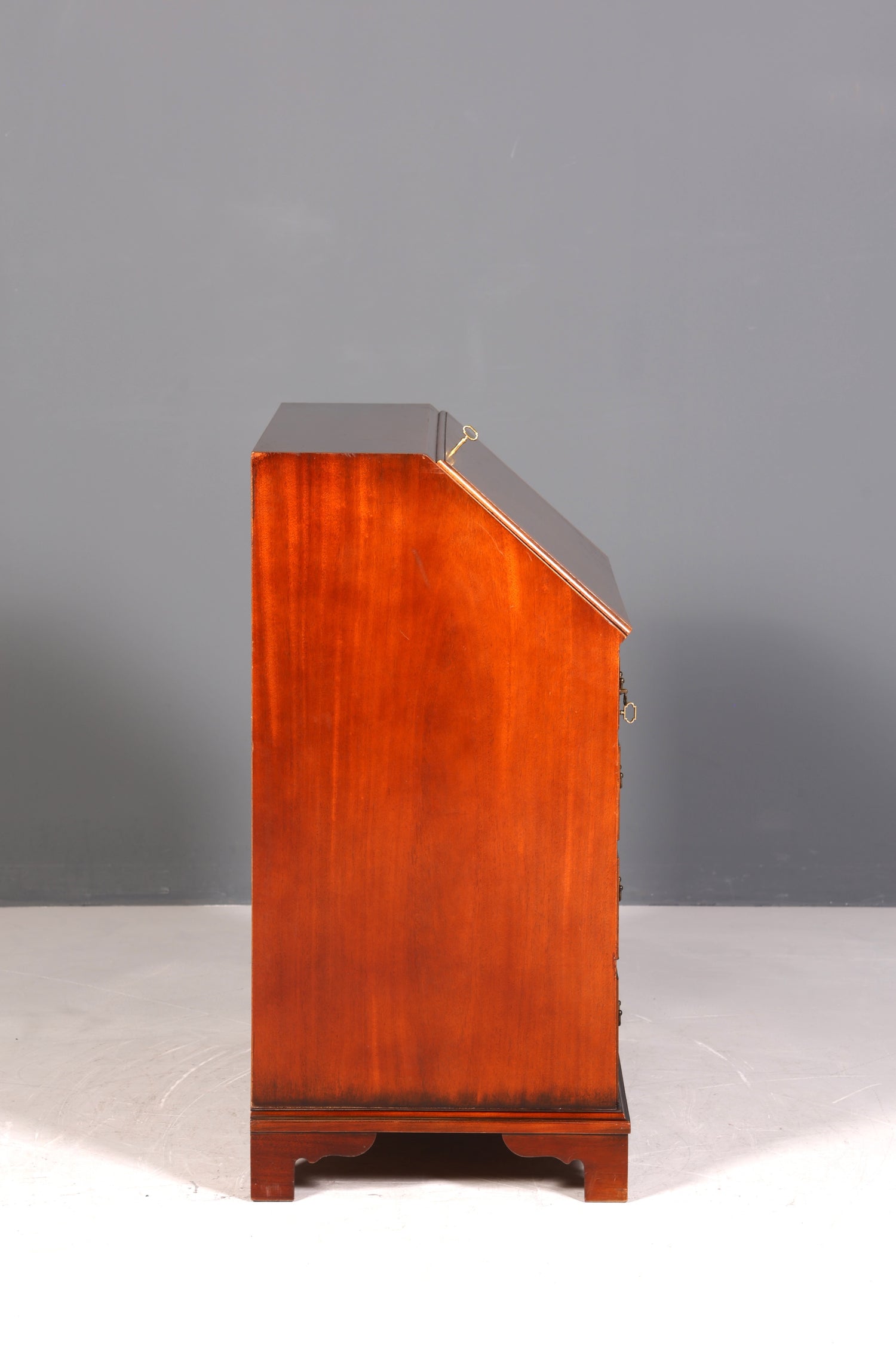 Magnifique secrétaire anglais, bureau, plateau en cuir véritable, table d&