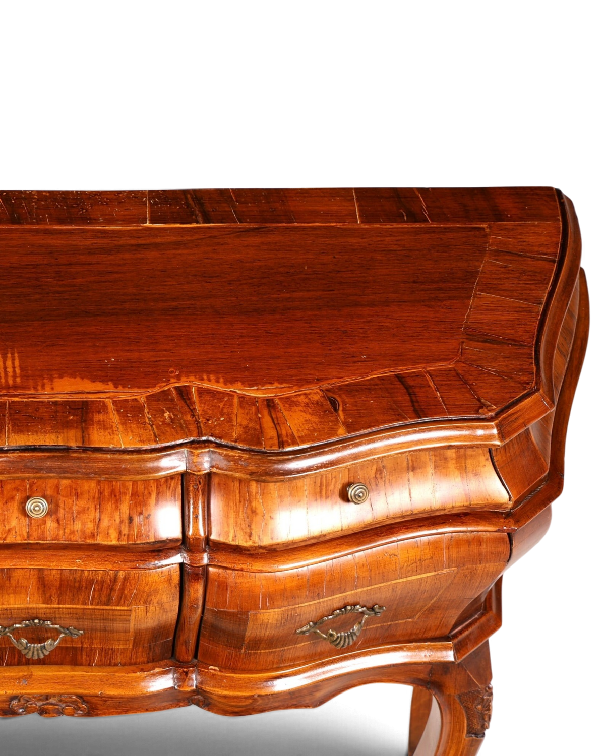 Hauptstadt Möblerei Barock Konsolentisch aus Holz mit Intarsien und geschwungener Schubladenfront in Antik Optik