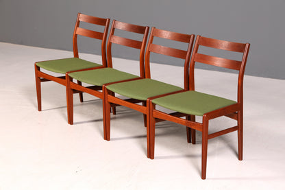 4x Mid Century Teak Holz Stühle Made in Denmark Retro Stuhlset Danish Design Küchenstühle