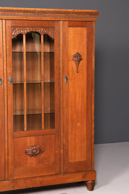 Traumhafte Jugendstil Vitrine Eiche Bücherschrank Kleiderschrank Geschirrschrank Buffet Schrank Antik Vintage