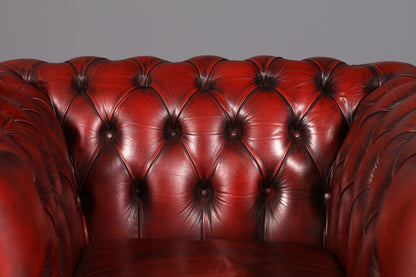 Stilvoller Original Chesterfield Sessel Oxblood Echtleder Englischer Armlehnsessel Herrensessel Antik Ledersessel