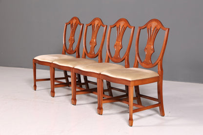 Ensemble élégant de 4 chaises anglaises style Hepplewhite, chaises de salle à manger anciennes, chaises de cuisine, ensemble de chaises vintage  