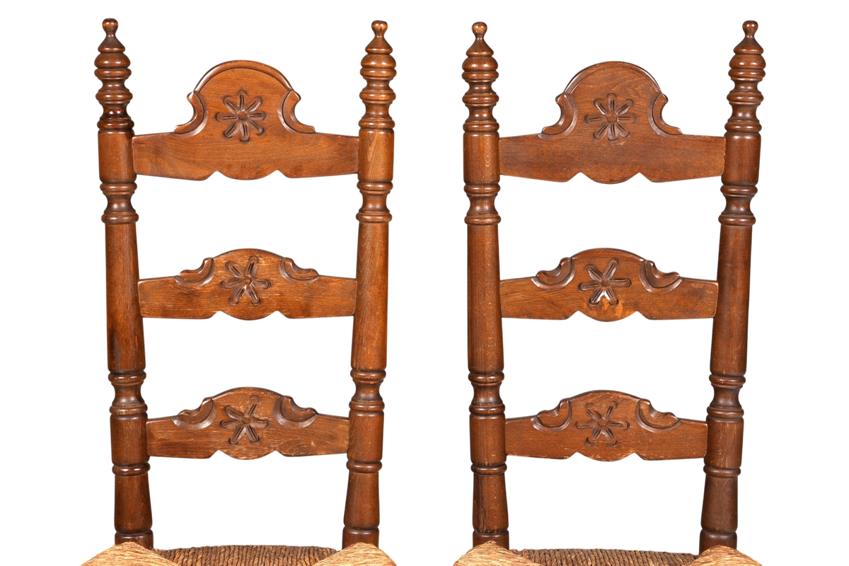 2x Wunderschöne Spanische Stühle Stuhl Set Rattan Rustikale Stühle Küchenstühle