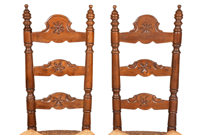 2x Wunderschöne Spanische Stühle Stuhl Set Rattan Rustikale Stühle Küchenstühle