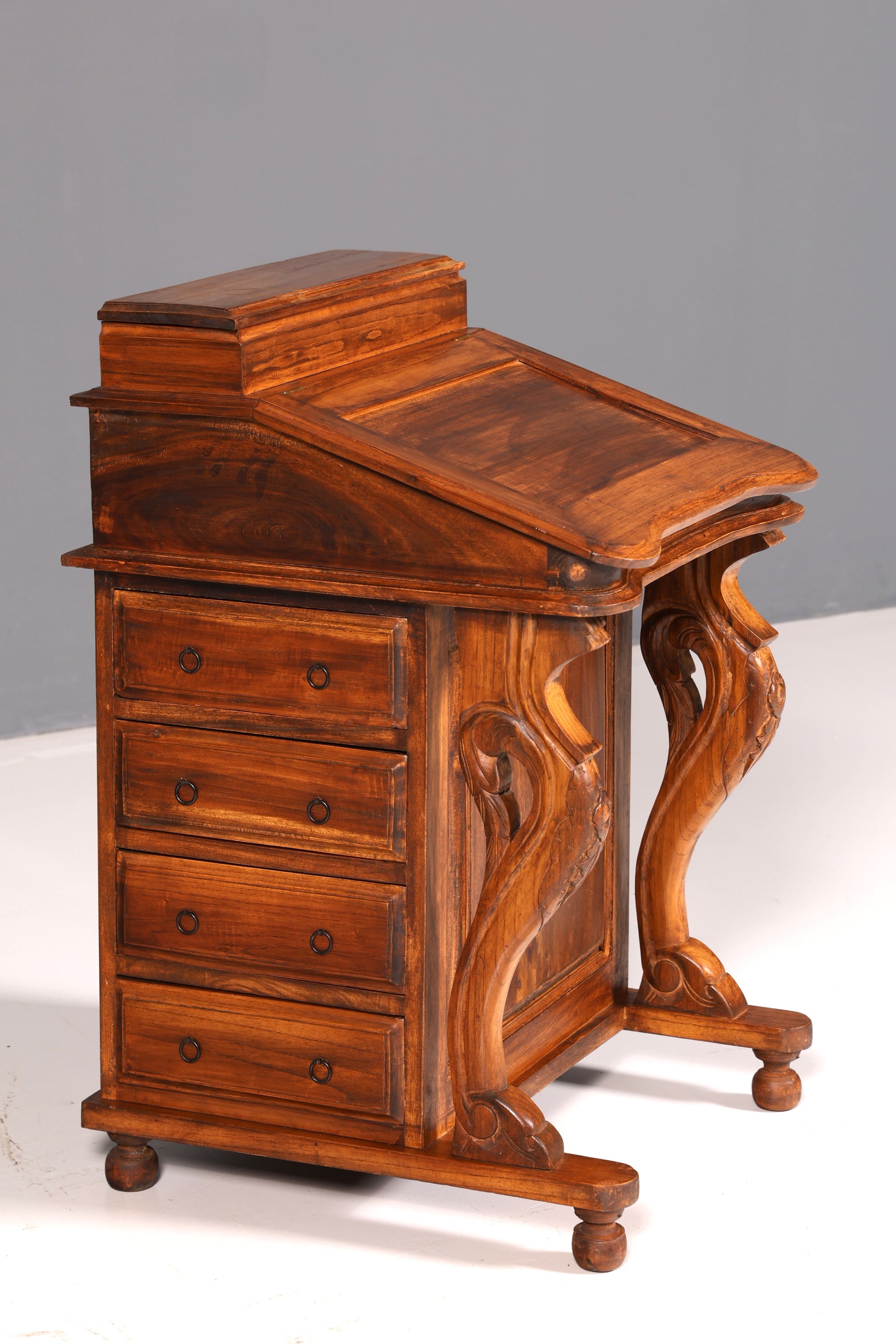 Magnifique bureau Davenport anglais, secrétaire, commode à écrire de style victorien, commode ancienne vintage