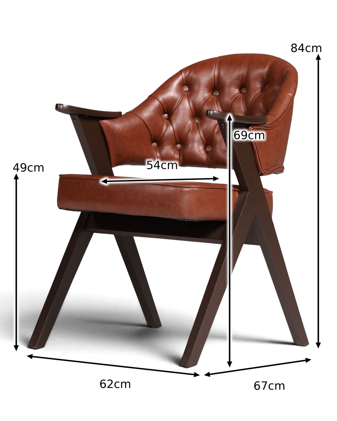 Luxuriöser "Manchester Brown" Stuhl Armlehnstuhl Bürostuhl Chesterfield Stil Esszimmerstuhl Lounge Stuhl
