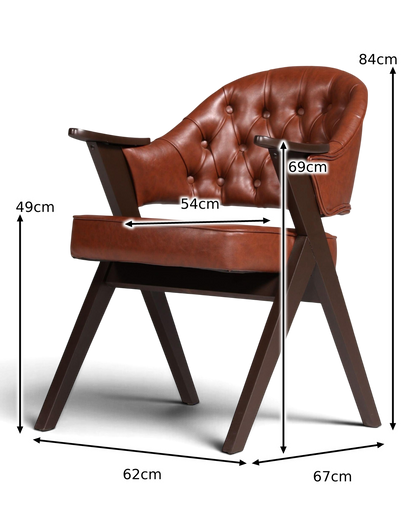 Fauteuil luxueux « Manchester Brown », chaise de bureau, chaise de salle à manger style Chesterfield, chaise longue 