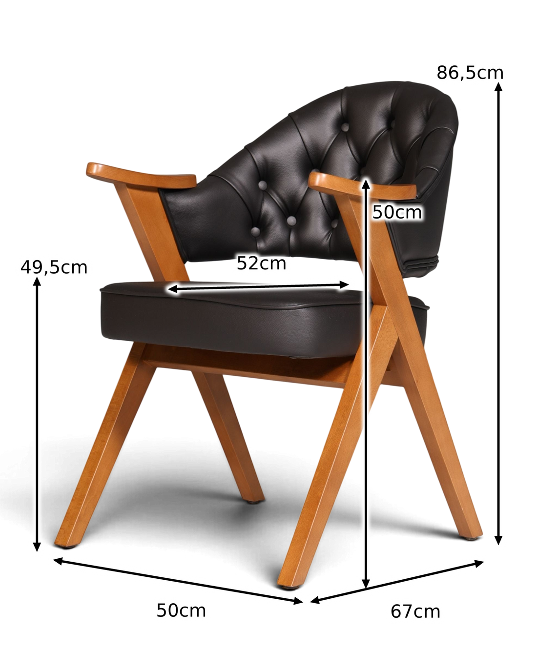 Luxuriöser "Manchester Black" Stuhl Chesterfield Stil  Bürostuhl Esszimmerstuhl Lounge Stuhl