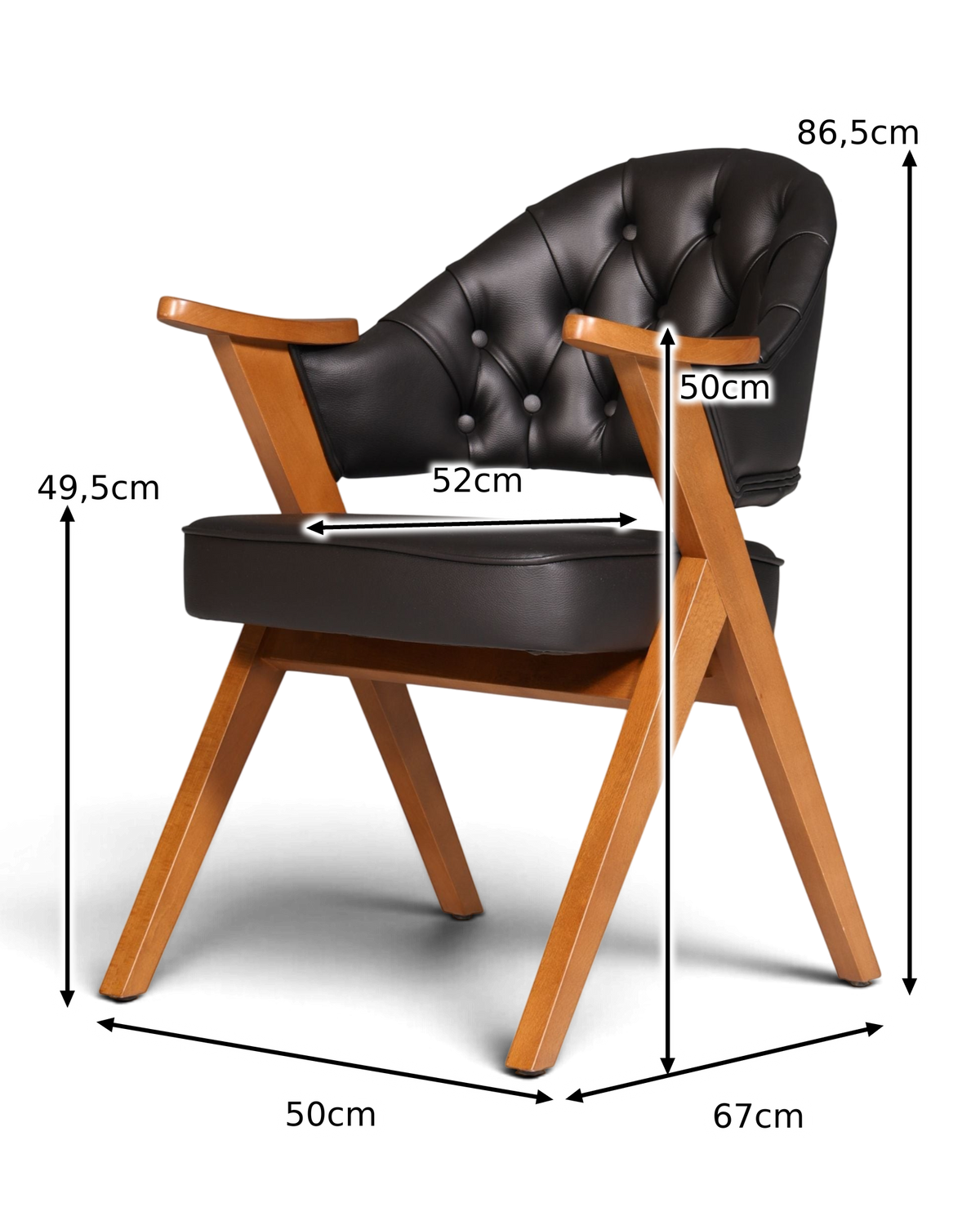 Luxuriöser "Manchester Black" Stuhl Chesterfield Stil  Bürostuhl Esszimmerstuhl Lounge Stuhl